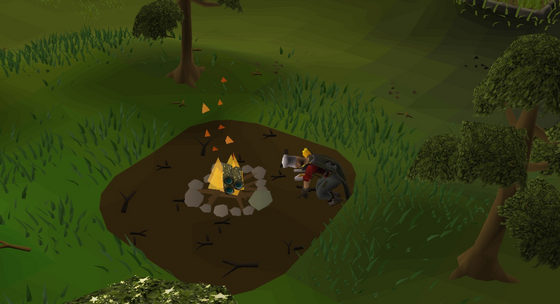 Throwing magic logs onto the Royal skilling dungeon bonfire (click the bonfire with logs in your inventory) Not in the Wilderness, but a donator PvP dungeon: other players can attack you