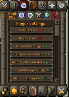 Settings sub-tab