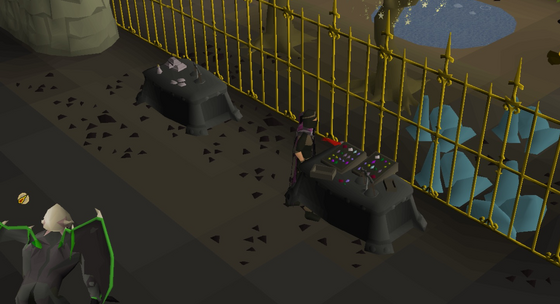 Stealing from the onyx gem stall in the Legendary Donator section of the Donator Dungeon (level 47 Wilderness), next to a silver stall; another silver stall is in the Extreme section Level 43 (Extreme section), 47 (Legendary section) – Donator Dungeon (::donator-dungeon), Extreme and Legendary Donator sections · 3045-3049, 2632 (Legendary: onyx gem + silver stall) and 3018, 2608 (Extreme: silver stall)