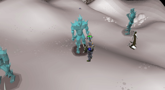 Ranging ice giants on the snowfield in level 47 Wilderness