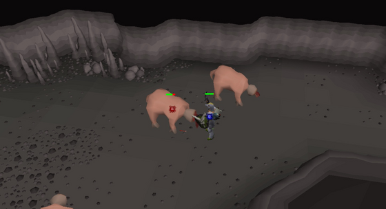 A bloodveld lashing its tongue at the player in the Slayer Cave
