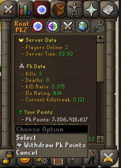 Main sub-tab with the withdraw menu open
