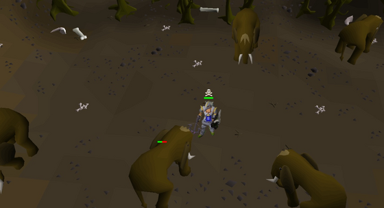 Surrounded by a herd of mammoths in level 9 Wilderness