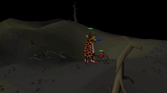 Fighting a poison spider in level 33 Wilderness