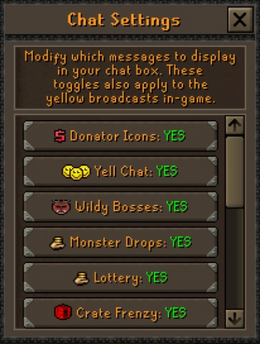 Chat Settings window