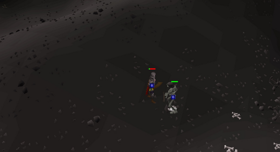 Fighting a skeleton in the Bone Yard, Wilderness level 27
