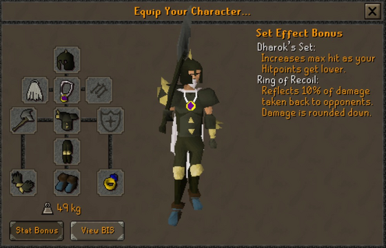 Equip Your Character, Set Bonus view