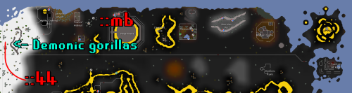 Run north-west from the level 44 portals to reach the demonic gorillas.