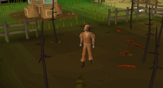 Red salamanders in the Skilling Zone hunter area (::hunter), in full larupia hunter gear Safe area