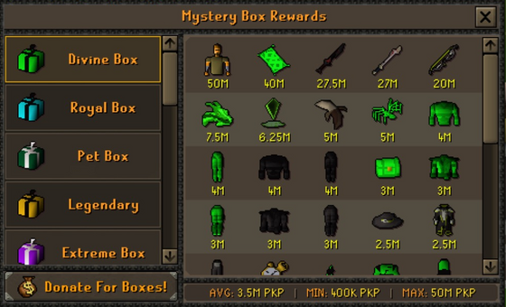 Mystery Box Rewards on the Divine Box