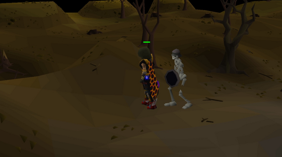Fighting a skeleton in level 8 Wilderness