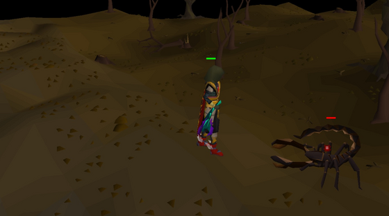 Fighting a scorpion in level 5 Wilderness