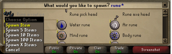 Right-click menu on a spawner result