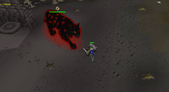 Fighting the Blood jaguar after it spawned in level 17 Wilderness