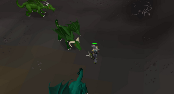 Facing green dragons with a Dragonfire ward in level 20 Wilderness
