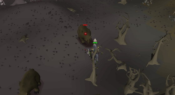Ranging grizzly bears among the dead trees of level 17 Wilderness
