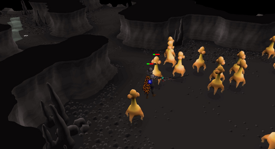 Fighting dust devils in their chamber of the Slayer Cave, Wilderness level 24