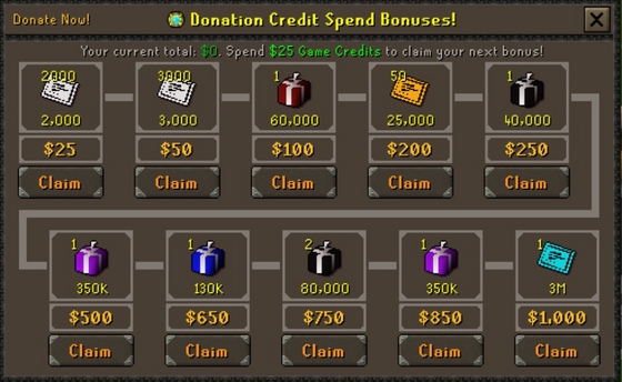 Donation Credit Spend Bonuses