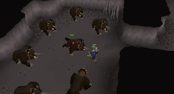 A room full of dark beasts in the Divine Slayer Cave