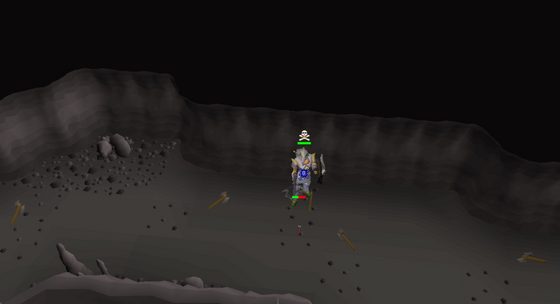 Magic axes hovering around the player in the Slayer Cave