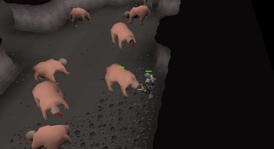 A herd of bloodvelds in their chamber of the Divine Slayer Cave