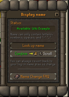 The Display name panel