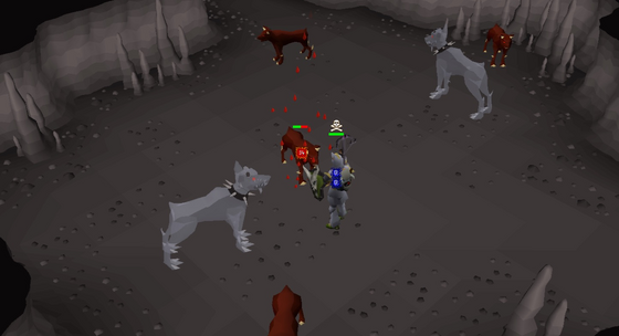 Fighting hellhounds and revenant hellhounds in the Revenant Caves